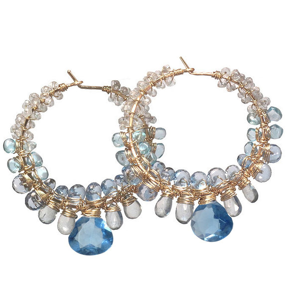 Calico Juno Designs Aquamarine Apatite and London Blue Quartz Earrings CLP129 Artistic Artisan Designer Jewelry