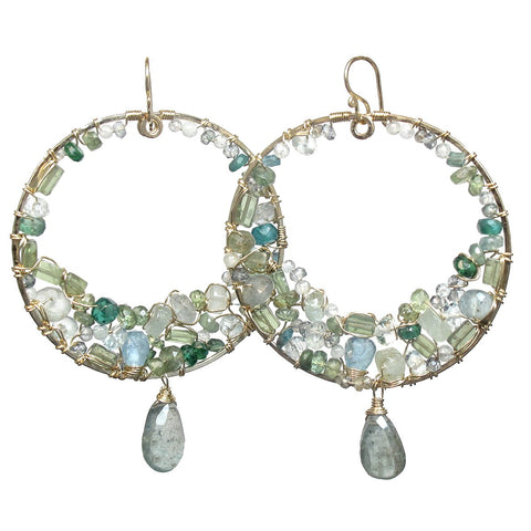 Calico Juno Designs Aquamarine Blue and Green Apatite and Moss Aquamarine Earrings S102 Artistic Artisan Designer Jewelry