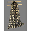 Cathayana Hand Dyed Silk Woven Scarf in Black and Beige WS903 Artistic Artisan Designer Silk Scarves