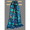 Cathayana Hand Dyed Silk Woven Scarf in Teal Multi WS901 Artistic Artisan Designer Silk Scarves