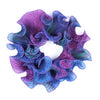 Cathayana Shibori Silk Infinity Scarf in Blue and Purple Artistic Designer Hand Dyed and Pleated Silk Scarf