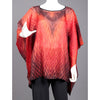 Cathayana Shibori Silk Poncho SY318 in Reds and Black Artistic Designer Hand Dyed and Pleated Silk Poncho