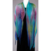 Cathayana Shibori Silk Shawl SA-319 in Turquoise Blue and Pink Artistic Designer Hand Dyed and Pleated Silk Shawl