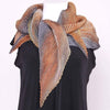 Cathayana Shibori Silk Zigzag Scarf in Gray and Brown Artistic Designer Hand Dyed and Pleated Silk Scarf