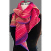 Cathayana Shibori Silk Zigzag Scarf in Pink and Purple Artistic Designer Pleated and Hand Dyed Silk Scarf