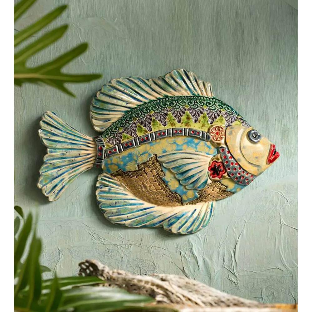 Blue Gill Fish Wall Art C BG Hand Crafted Art Pottey by Cathy and Carie  Crain of Crain Pottery Art Studio