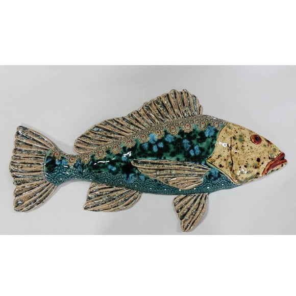 Cathy and Carie Crain of Crain Pottery Art Studio Blue Snapper Fish Wall Art C SnapB Hand Crafted Art Pottery