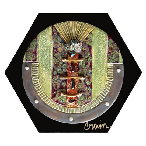 Cathy and Carie Crain of Crain Pottery Art Studio Jewel Deco Wall Sculpture WG-JD HX Hand Crafted Art Pottery