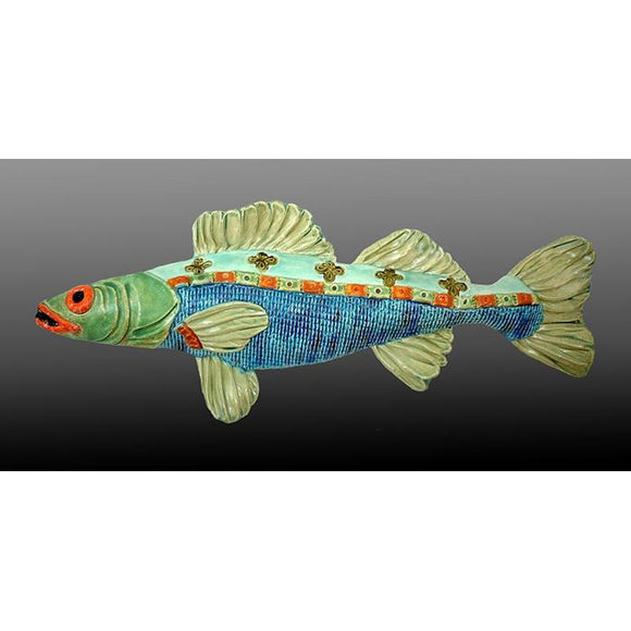 Cathy and Carie Crain of Crain Pottery Art Studio Wall Eye Fish Wall Sculpture Shown in Tropical Colorway C Wal 1 Hand Crafted Art Pottery