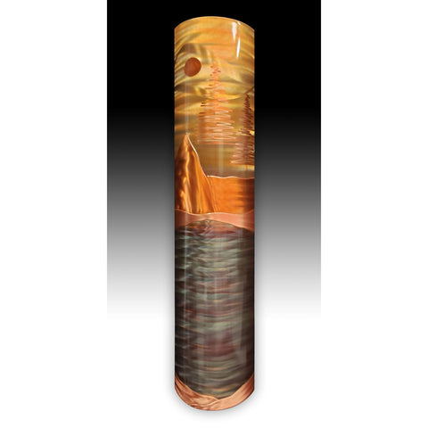 Copper Elements by Dan and Frances Hedblom Mountain Lake 8x35 Artistic Artisan Crafted Flame Painted Copper Wall Sculptures