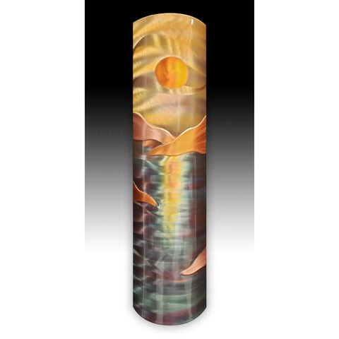 Copper Elements by Dan and Frances Hedblom Ocean Horizon 2 Landscape 4x17 Wall Art Artistic Artisan Crafted Flame Painted Copper Wall Sculptures