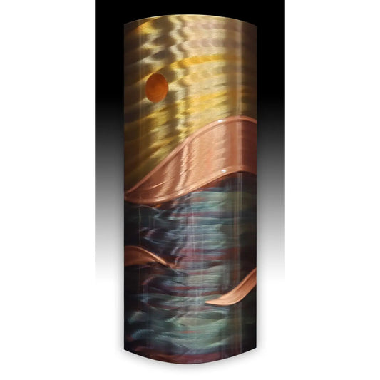 Copper Elements by Dan and Frances Hedblom Stormy Seas Landscape 8x17 Wall Art Artistic Artisan Crafted Flame Painted Copper Wall Sculptures