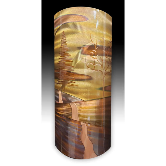 Copper Elements by Dan and Frances Hedblom Too Far to Walk Landscape 8x17 Wall Art Artistic Artisan Crafted Flame Painted Copper Wall Sculptures