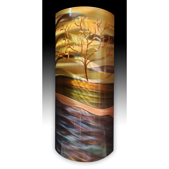 Copper Elements by Dan and Frances Hedblom Windswept Tree 8x17 Wall Art Artistic Artisan Crafted Flame Painted Copper Wall Sculptures