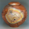 Cosmic Clay Studio Slipped Trailed Covered Jar Number 12 Sawdust Fired Handmade Pottery