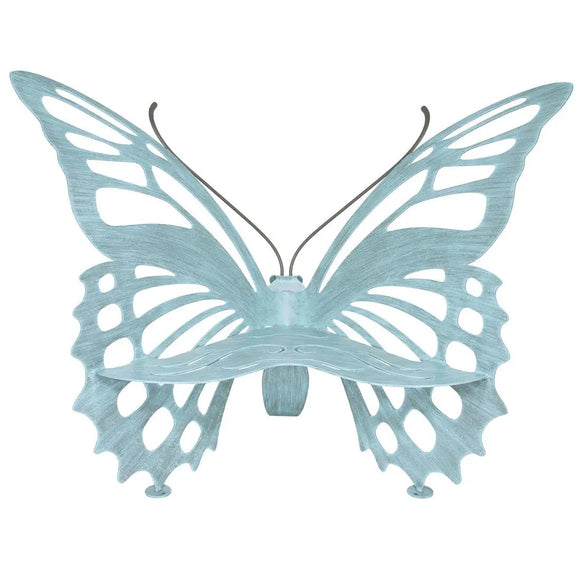 Cricket Forge Butterfly Bench, Artistic Functional Outdoor-Indoor Metal Furniture Verdi