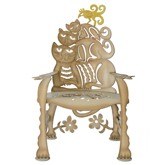 Cat Chair, Metal Outdoor-Indoor Sculptural Furniture by Cricket Forge Cricket Forge