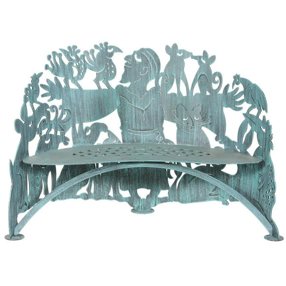 Cricket Forge Don Drumm St. Francis Bench, Artistic Functional Outdoor-Indoor Metal Furniture