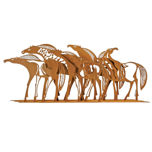 Horses Sculpture, Metal Outdoor-Indoor Sculpture by Cricket Forge Cricket Forge
