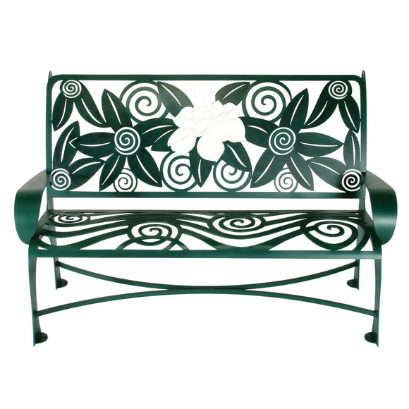 Cricket Forge Magnolia Bench, Artistic Functional Outdoor-Indoor Metal Furniture