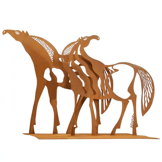 Horses Sculpture, Metal Outdoor-Indoor Sculpture by Cricket Forge Cricket Forge