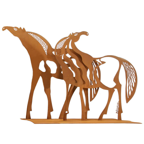 Horses Sculpture, Metal Outdoor-Indoor Sculpture by Cricket Forge Cricket Forge