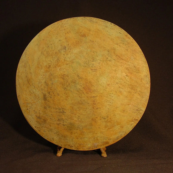 David M. Bowman Studio Round Vase in Ochre, Artistic Artisan designer Patinaed Brass Vases