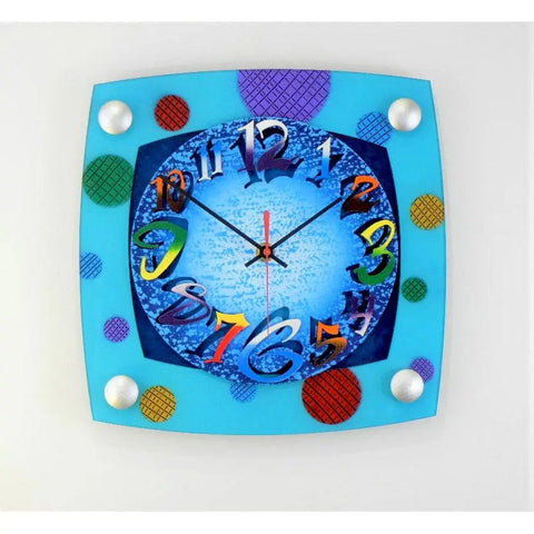 David Scherer TV Mod Aqua Wall Clock Artistic Artisan Crafted Designer Clocks