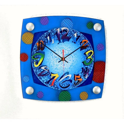 David Scherer TV Mod Blue Wall Clock Artistic Artisan Crafted Designer Clocks