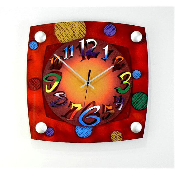 David Scherer TV Mod Red Wall Clock Artistic Artisan Crafted Designer Clocks