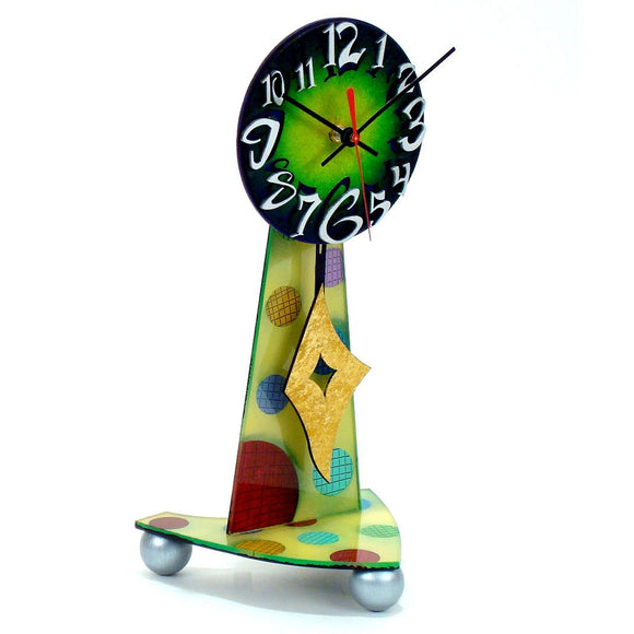 David Scherer Table Top Green Artistic Artisan Designer Handmade Clocks