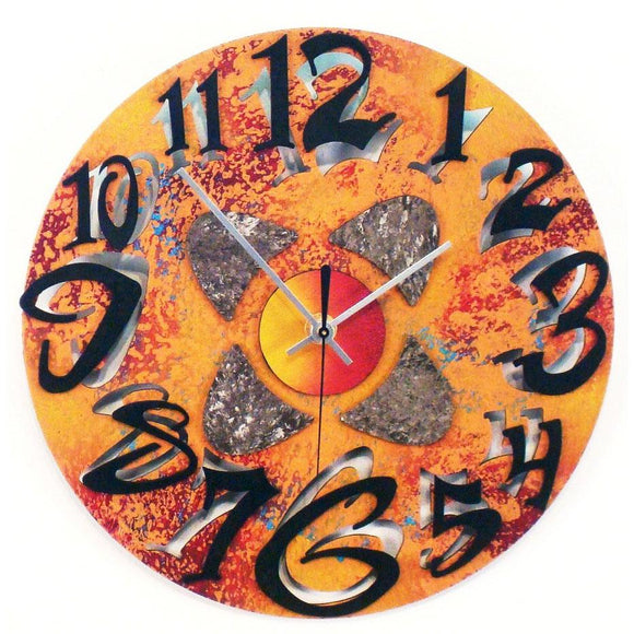 David Scherer Wall Clock Mod Disk Gold Artistic Artisan Designer Handmade Clocks