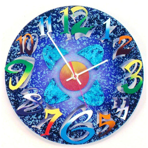David Scherer Wall Clock Mod Disk Purple Artistic Artisan Designer Handmade Clocks