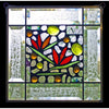 Edel Byrne Clear Bevel Border Floral Stained Glass Panel-1, Artistic Artisan Designer Stain Glass Window Panels