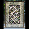 Edel Byrne Clear Border Geometric Stained Glass Panel, Artistic Artisan Designer Stain Glass Window Panels