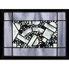 Edel Byrne Lilac Antique Border Geomeric Stained Glass Panel, Artistic Artisan Designer Stain Glass Window Panels