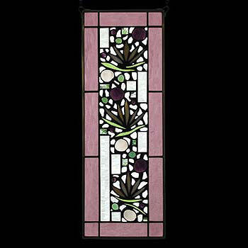 Edel Byrne Rose Border Floral Stained Glass Panel-1, Artistic Artisan Designer Stain Glass Window Panels