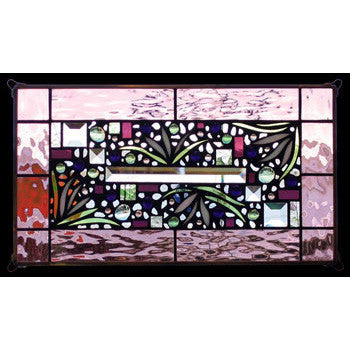 Edel Byrne Rose Border Floral Stained Glass Panel, Artistic Artisan Designer Stain Glass Window Panels
