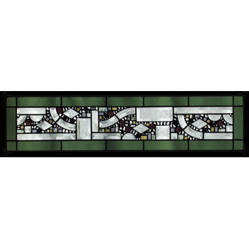 Edel Byrne Sage Border Geometric Stained Glass Panel-1, Artistic Artisan Designer Stain Glass Window Panels