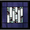 Edel Byrne Violet Antique Border Geometric Stained Glass Panel, Artistic Artisan Designer Stain Glass Window Panels