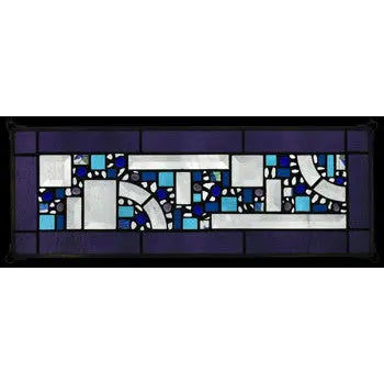 Edel Byrne Violet Border Geometric Stained Glass Panel, Artistic Artisan Designer Stain Glass Window Panels