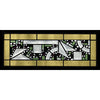 Edel Byrne Yellow Border Geometric Stained Glass Panel, Artistic Artisan Designer Stain Glass Window Panels