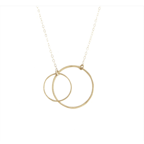 Emily Rosenfeld 14K Gold Small Medium or Large Double Open Circle  Shown in Small Necklace Artistic Artisan Designer Jewelry.jpg