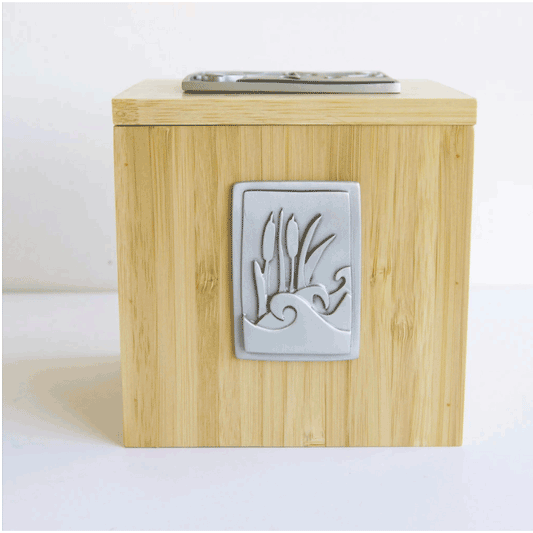 Emily Rosenfeld Judaica Miriam Tzedakah Box  Side View Artistic Artisan Designer Judaica