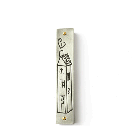 Emily Rosenfeld Judaica Pewter Home Sweet Home Mezuzah Artistic Artisan Designer Judaica