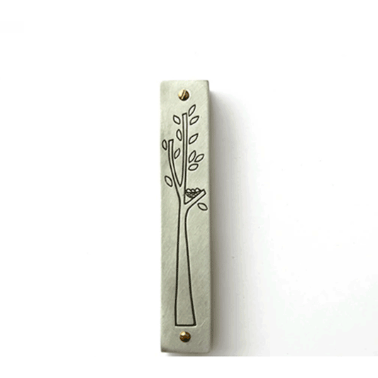 Emily Rosenfeld Judaica Pewter Nest Mezuzah Artistic Artisan Designer Judaica