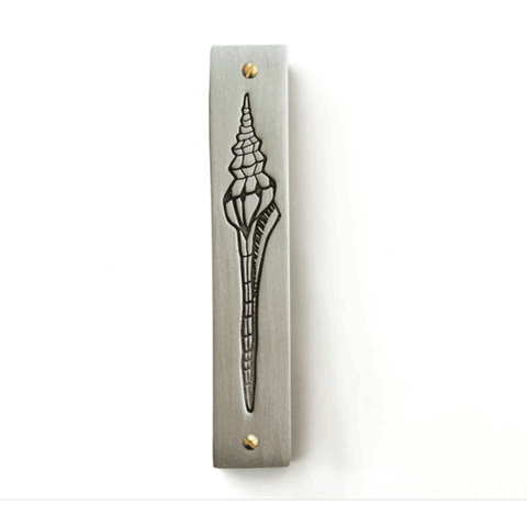 Emily Rosenfeld Judaica Pewter Shell Mezuzah Artistic Artisan Designer Judaica