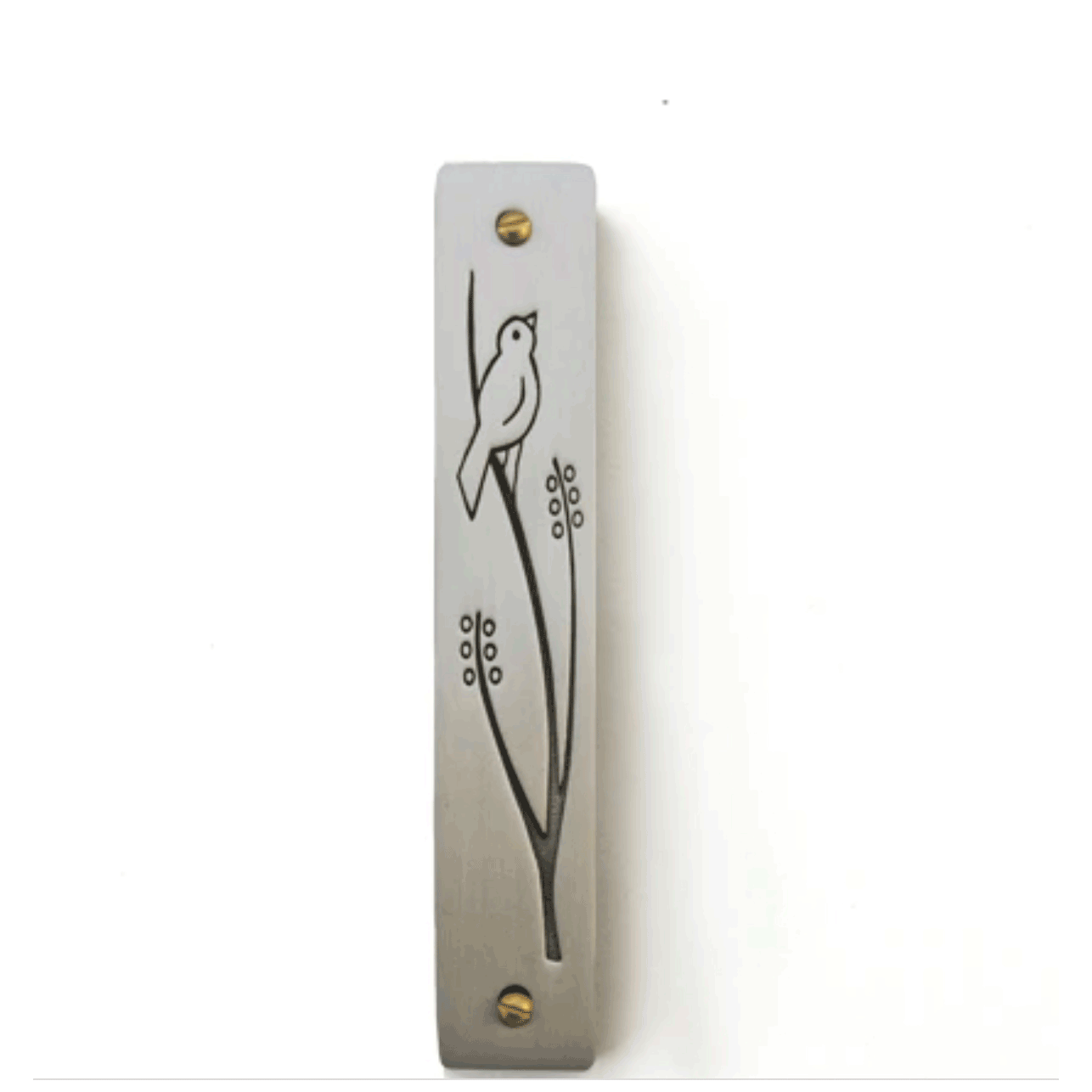 Emily Rosenfeld Judaica Pewter Wren Mezuzah Artistic Artisan Designer Judaica