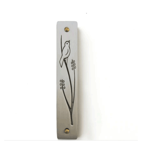 Emily Rosenfeld Judaica Pewter Wren Mezuzah Artistic Artisan Designer Judaica