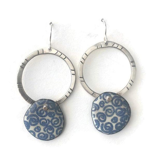 Enamel and Sterling Silver Earrings EE52-3 by Joanna Craft Jewelry Design Artistic Artisan Designer Jewelry